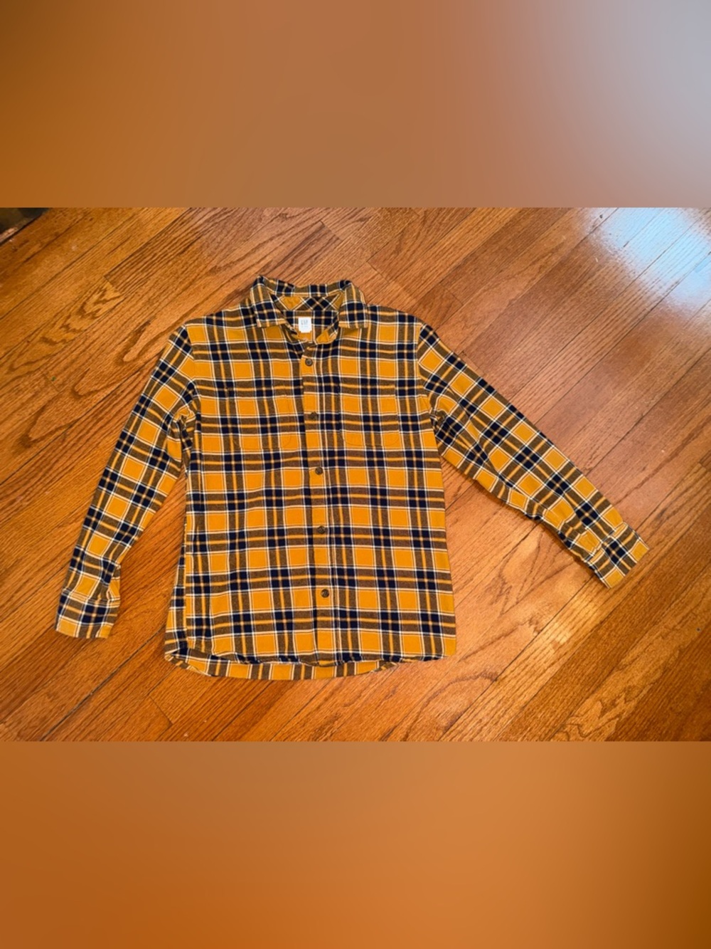 GAP Mustard and Navy Plaid Button-Down Shirt